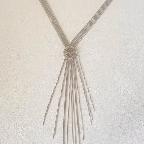 ETSU Silver Ball Chain Fringe Necklace - Picture 3 of 8